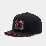 Black Leather Cotton 23 Snapback Hat Hip Hop Baseball Cap