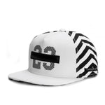 Black Leather Cotton 23 Snapback Hat Hip Hop Baseball Cap