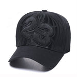 Black Leather Cotton 23 Snapback Hat Hip Hop Baseball Cap