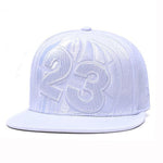 Black Leather Cotton 23 Snapback Hat Hip Hop Baseball Cap