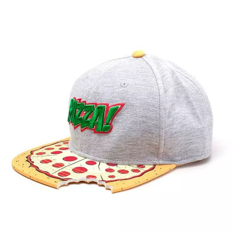 Pizza Cap Cartoon Animation Grey Snapback Hat