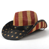 Summer USA Flag Straw Cowboy Hats For Men And Women