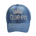 NEWBLOM Women Bling Tiara Distressed Denim Baseball Cap