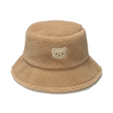 NEWBLOM Embroidered Bear Plush Hat Warm Fisherman Hat