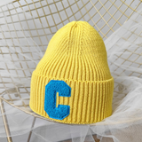 NEWBLOM Letter C embroidered warm ear protection knitted hat