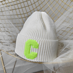 NEWBLOM Letter C embroidered warm ear protection knitted hat