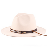 NEWBLOM Autumn and winter flat brim jazz top trilby Cowboy hat