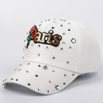 Female Colorful Paris Alphabet Embroiderided  Baseball Cap