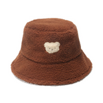 NEWBLOM Embroidered Bear Plush Hat Warm Fisherman Hat