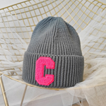 NEWBLOM Letter C embroidered warm ear protection knitted hat